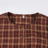 Purpdrank  Sweet Style Red Plaid Shirt Dress A-line Button Up Long Sleeve Pleated Mini Dresses Women' S Clothes Fall