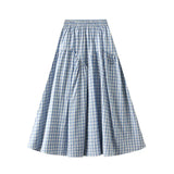 Purpdrank  Vintage Plaid High Waist Large Swing A-line Skirt for Women Casual Long All-match Slim Look New Style 2188