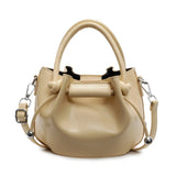 Purpdrank  Luxury Fold Drawstring Bucket Bag Korean Style PU Leather Crossbody Bag Simple Design with Inner Bag Women Satchels for Women