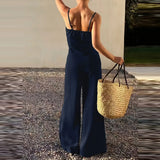 Purpdrank  Summer Elegant Lady Outdoor Commute Sets Fashion Solid Color Halter Vest And Pants Sets  Casual High Waist Wide Leg Pants Outfit