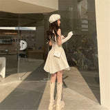 Purpdrank  Sweet Halter Neck Mini Dress Women Korean Chic Sexy Backless A Line Dress Female High Waist Elegant Party Night Vestido New