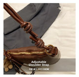 Purpdrank  Retro Brown  Crossbody Bag for Women Versatile Autumn Winter Faionable Cow Horn Bag Single oulder Soft PU Leather