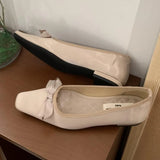 Purpdrank  Luxury Satin Bowknot Ballet Flats Women Summer Comfort Square Toe Shallow Dress Pumps Fashion Brand Designer High Heels Sandals