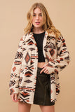 Purpdrank  Vintage Jacket Women's Clothing Trend Autumn Winter Fleece Coats Single Breasted Streetwear Chic Long Sleeve Jacket Lapel Print