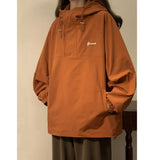 Purpdrank  Gothic Loose Women Vintage Port Wind Half Zipper Pullover Work Clothes Jacket Spring Hoody Drawstring Long Sleeves Casual Coats