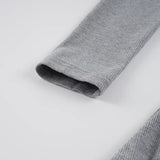 Purpdrank  Korean Preppy Style Grey Dress Women's Patchwork Lapel Collar Button Long Sleeve Slim Fake Two-Piece Pleated Mini Dress