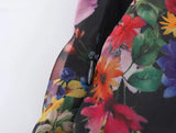 Purpdrank  Sexy Women Black Flower Print Organza Strapless Dress Hem Ruched Swing BUD Party Skater Mini Short Robe