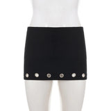 Purpdrank  Solid Hollow Out Bodycon Skirts Dark Sexy Slim Low-Waisted Super Mini Skirts Women Summer Fashion Streetwear Ladies