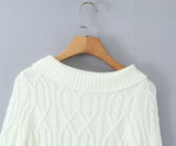 Purpdrank  Autumn French Turn Down Collar Long Sleeve Solid Elegant Temperament Knitted Pullovers