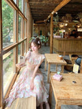 Purpdrank  Elegant Seaside Vacation Floral Printed Dress Summer Off Shoulder Women Camisole Dress Slim Casual Ruffles Fairy Dress