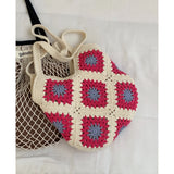 Purpdrank  Ethnic Style Sunflower Woven Bag for Women New Fashionable Tote Vacation Style Beach Bags
