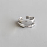 Purpdrank - Punk Geometric Irregular Liquid Lava Waterdrop Shaped Open Rings For Women Vintage Silver Color Metal Rings Personality Jewelry
