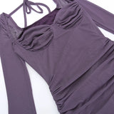 Purple Mature Sexy Beautiful Confident Elegant Graceful Women'S Translucent Thin Straight Dress