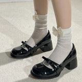 Purpdrank  High Heels Women Bow Shoes Shallow Mary Jane Fashion Shoes Designer Chunky Dress New  Luxury Sexy Pumps Lolita Shoes Femme