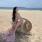 Purpdrank  Vacation Style Dress for Women Summer New Irregular Ruffle Short Dress Strapless Dress