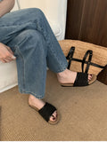 Purpdrank  Retro Style Summer Weave Women Flats Slippers Ladies Casual Open Toe Beach Vacation Slides