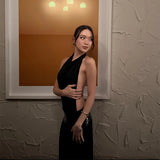 Purpdrank  Sexy Sequins Halter Backless Maxi Dress Women Summer Dress Sleeveless Slim Fit High Waist Robe 2025 Elegant Party Evening Gown﻿