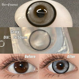 Purpdrank  2Pcs Gray Contact Lenses with Degree Yearly Blue Lens Colorcon Cosmetics Beauty Big Eyes Student Pupil Fast Shipping