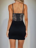 Purpdrank  New Sexy Spaghetti Strap Lace-Up Backless Bodycon Mini Dress Women's Sleeveless Lace Patchwork Slim Night Party Dress