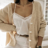 Purpdrank  V Neck Botton Long Sleeve Cardigan Women Knitted Black Autumn Winter Sweater Casual Loose Oversized Top Jumper