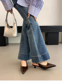 Purpdrank  Summer Pointed Toe Women Sandals Fashion Singbacks Mules Shoes Ladies Elegant Low Heel Stripper Party Sandalias