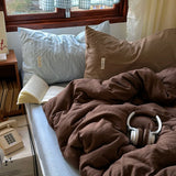 Purpdrank   New Water-washed Full-process Printing and Dyeing Solid Color Mixed Matched Duvet Cover Set Spring Summer Skin Quilt Cover