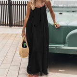 Purpdrank  New Women Strapless Backless Loose Loungewear Dress Skin Friendly Comfortable Home Spaghetti Strap Solid Color Plus Size Dress