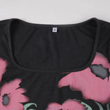 Purpdrank  Y2k Sexy Print Autumn O Neck Long Sleeve Slim Streetwear Fashion Knitted T-Shirts