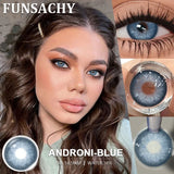Purpdrank  1 Pair Brown Color Contact Lenses Natural Eye Contacts Blue Colored Soft Lens Yearly Use Women Makeup Cosmetic Lenses
