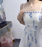 Purpdrank  Plus Size French Floral Print Dress Women's Summer Pear Shaped Bloom Skirt Conceals Belly Slimming A- Line Midi Dress