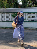 Purpdrank  Harajuku Plaid Midi Skirt Women Japanese Lace Patchwork Skirts Summer Korean Fashion High Waist Casual A Line Faldas New