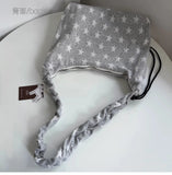 Purpdrank  Korean Style Crossbody Star Bag with Casual Drawstring Adjustable Pleats Single Shoulder Commuting Sail Bags for Women