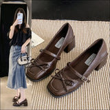 Purpdrank  Spring Autumn New Style Luxury  Jane Shoes Fashion Shallow Round Toe Mid Heel Shoes Ladies Elegant Outdoor Single Pump Shoes