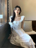 Elegant 2000s Vintage Y2k Midi Dress Women Casual Retro Beach Style Short Sleeve Dress Even Party Chic One Piece Dress Korean