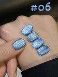 Purpdrank  12ML 10-Color Blue Series Blue Eyes Star Sea Cat Eye Gel Nail Polish New Summer Flash Lamp Cat Eye Nail Polish Nail Art
