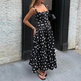 Purpdrank  Holiday Polka Dot A-Line Dress Slim-Fitting Slash Neck Sleeveless Maxi Dresses For Women Summer Elegant Fashion Streetwear