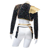Purpdrank  Rumi Cosplay Costume Wig Shoes Black Coat Singing Suit Song-Promotion Costume Women Halloween Party Role Playing Outfit