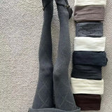 Purpdrank  Women Tights Grey Diamond Cut-out Leggings for Spring Cotton High Elastic Non-release Leggings Solid Color Slimming Pantyhose