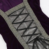 Purpdrank  Velvet High Waist Long Dress Women Medieval Tea Party Dress Victorian Era Bubble Sleeves