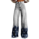 Purpdrank  Vintage Gradient Faux Denim Pants Womens Wide Leg New Fashion High Waist Casual Retro Punk Women Faux Denim Trousers Jeans