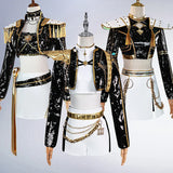 Purpdrank  Rumi Zoey Mira Cosplay , Costume Wig Women Black Golden Suit Halloween Party Role Playing Outfit