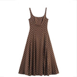 Purpdrank  Summer Women Polka Dots Print Slip Dress 2025 Trendy Sleeveless A-line Slim Mid-long Dresses Sexy Spaghetti Strap Party Dress