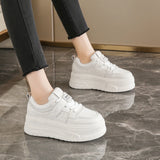 Purpdrank  Thick Bottom Vulcanzied Shoes Female Solid Color Chunky Platfrom Sneakers Woman Pu Leather Non-Slip Casual Shoes Spring 2025