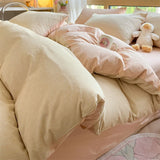 Purpdrank  Class A 100% Cotton Striped Bedding Sets Yarn Dyed Washed Cotton Breathable Duvet Cover Kit Single Bedclothes for All Seasons