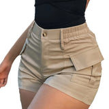 Purpdrank  Summer Fashion Casual Slim Women's Short Pants High Waist Button Streetwear Y2K Short Pocket Cargo Shorts