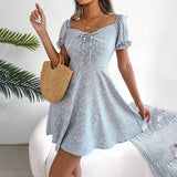 Purpdrank  Spring/Summer New Short Fragmented Flower Night Dress French Gentle and Sweet Outdoor Beach Skirt vestidos para mujer