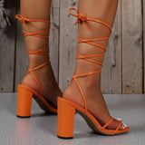 Purpdrank  New Summer Elegant Strap Solid Color Square Toe High Heels Open Toe Fashion Sexy Banquet Women's Shoes Wedding Bridesmaid Shoes