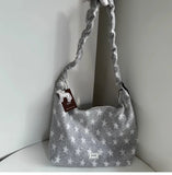 Purpdrank  Korean Style Crossbody Star Bag with Casual Drawstring Adjustable Pleats Single Shoulder Commuting Sail Bags for Women