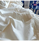 Purpdrank  Pink Luxury Princess Wedding Lace Ruffles 100% Cotton Bedding Set Duvet Cover Bed Sheet/Bed Skirt/Fitted Sheet Pillowcases 4Pcs