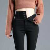 Purpdrank  Plus Size 5XL High Waist Button Skinny Jeans White Black Pencil Pants Women Large Size Denim Leggings Leggings Slim Chic New
